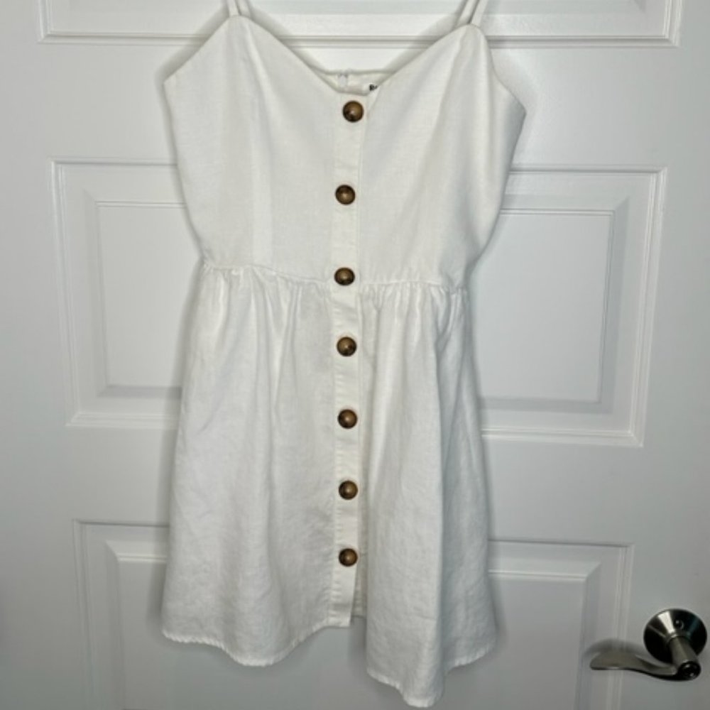Reformation Velma White Linen Button Down Dress Size 6